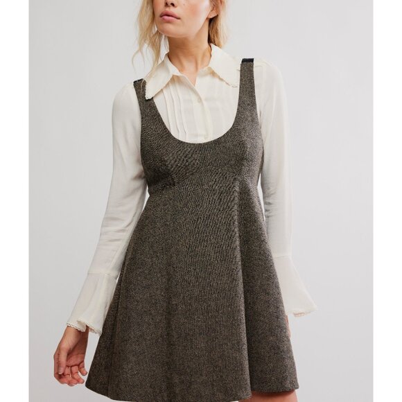🆕 FREE PEOPLE Cyd Mini Dress / Espresso Combo - Picture 2 of 10